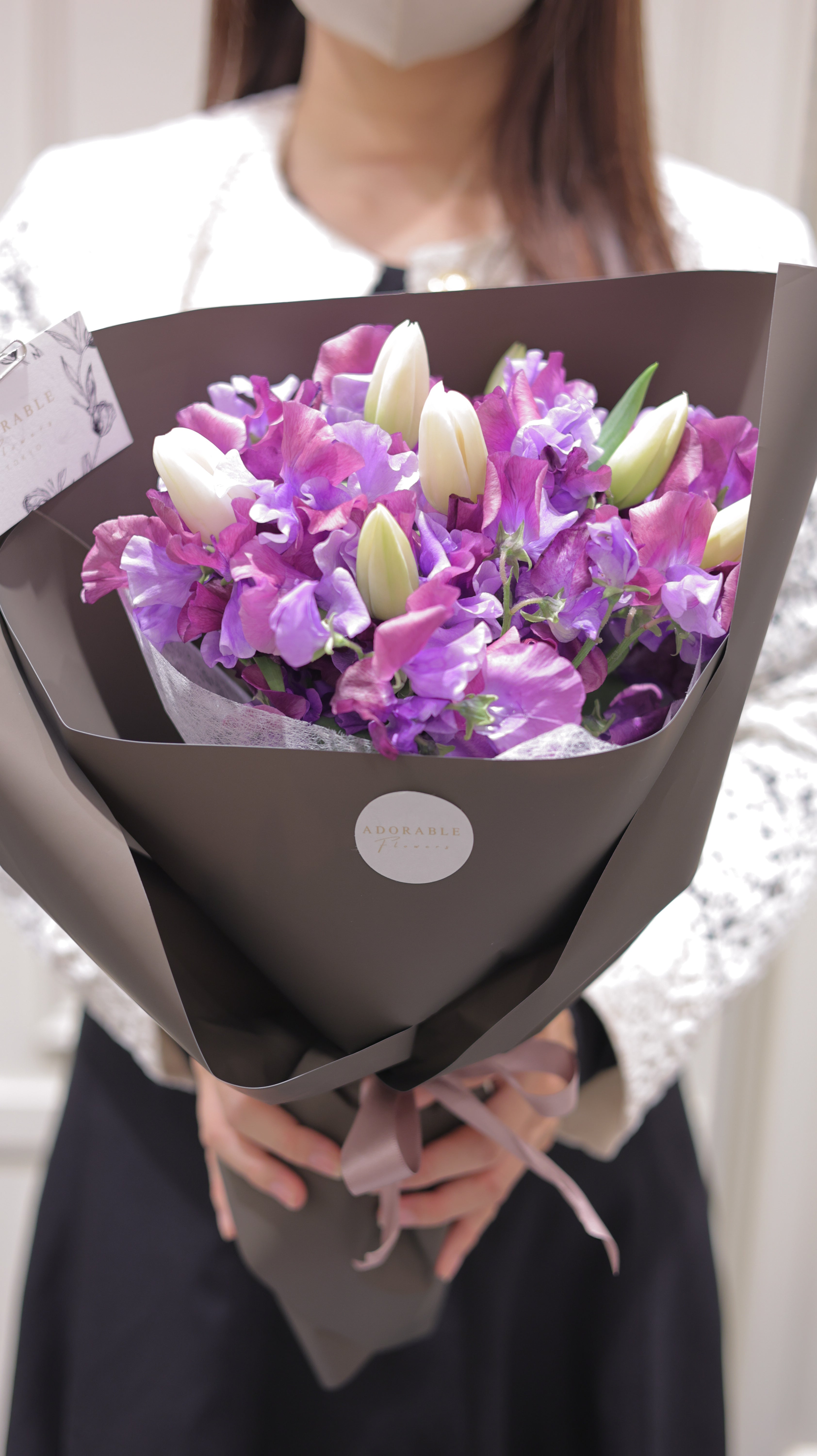 チューリップとスイートピーのブーケ