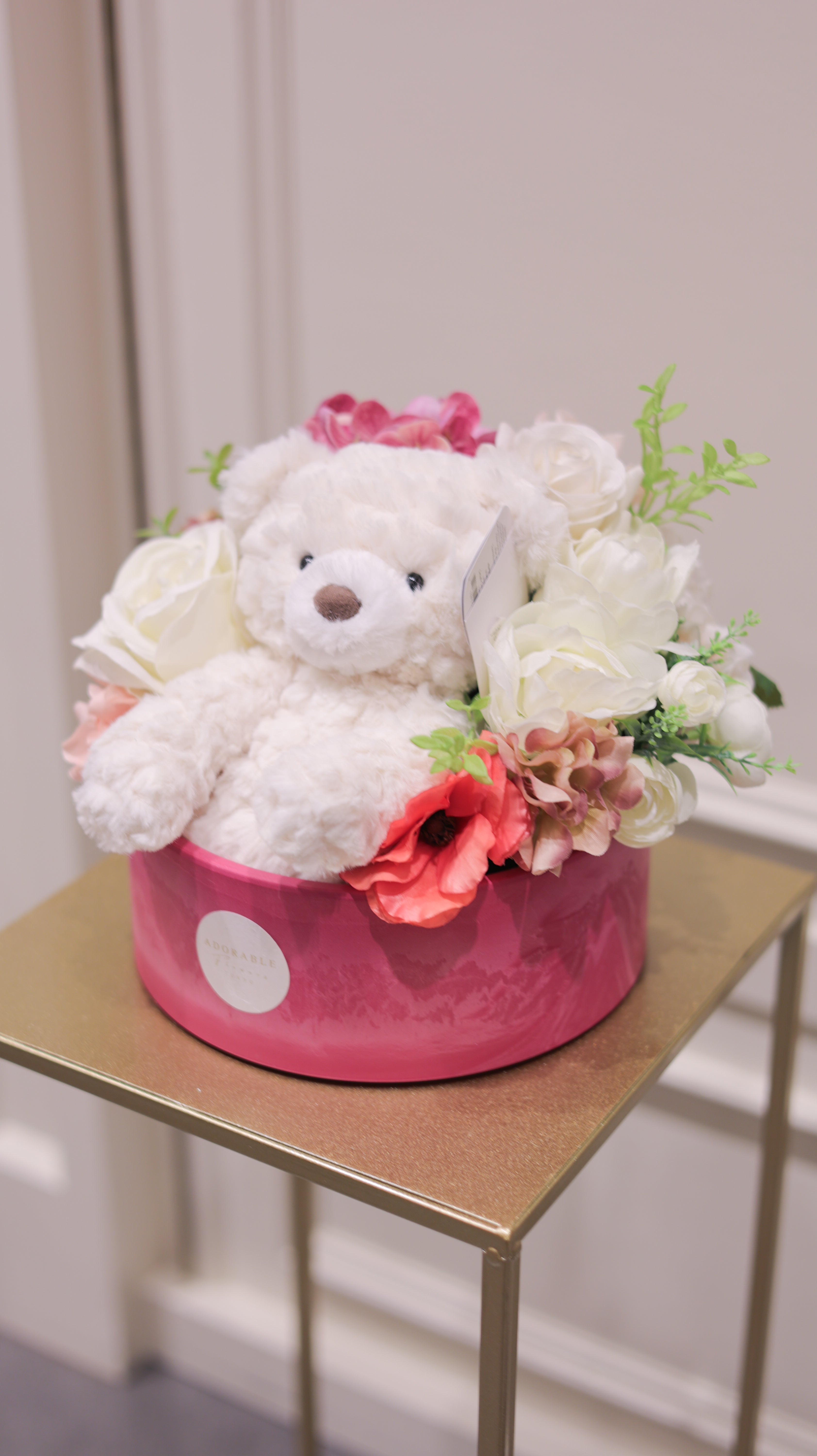 Adorable Teddy Bloom Box|アーティフィシャルフラワー