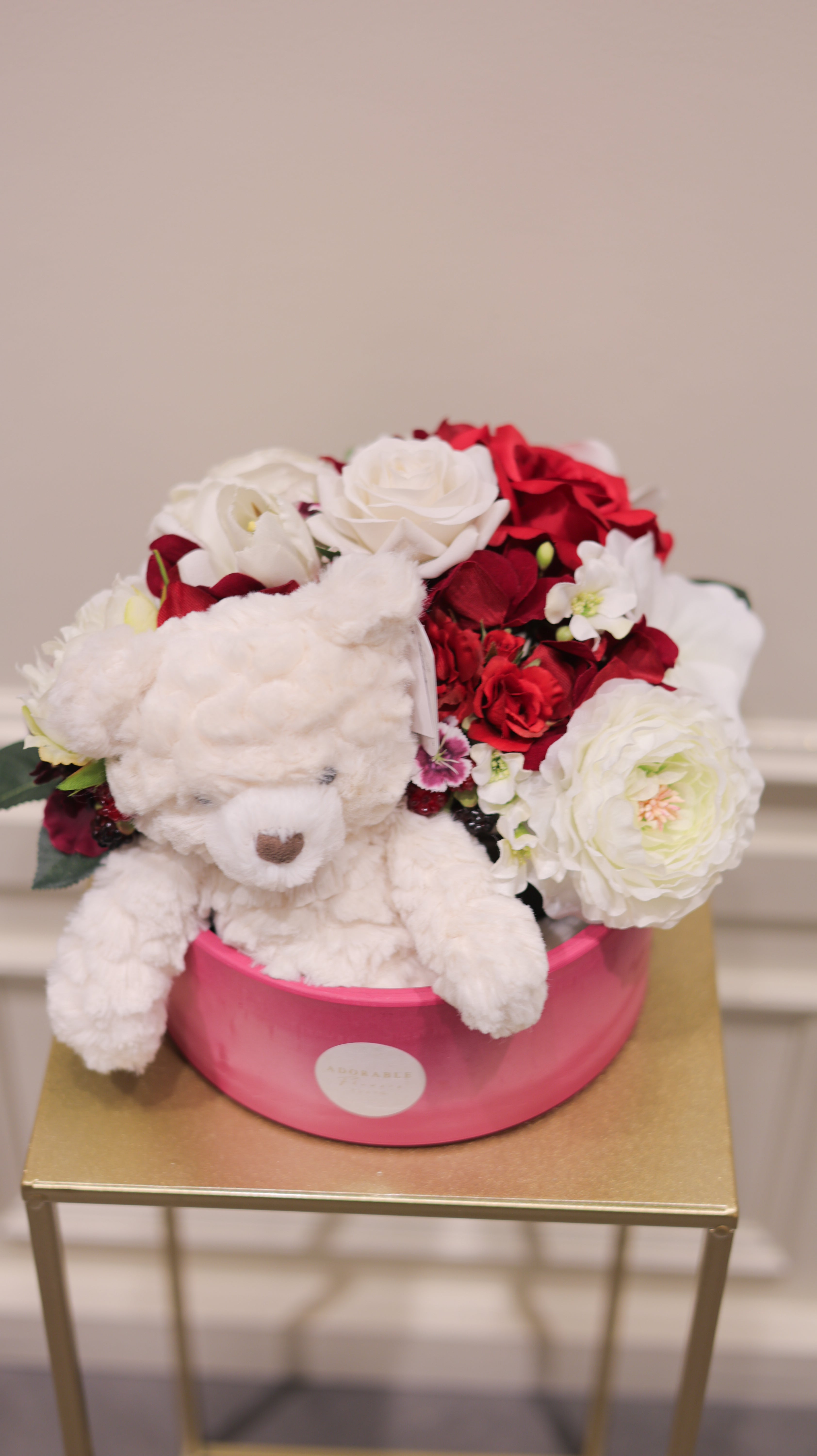 Adorable Teddy Bloom Box|アーティフィシャルフラワー