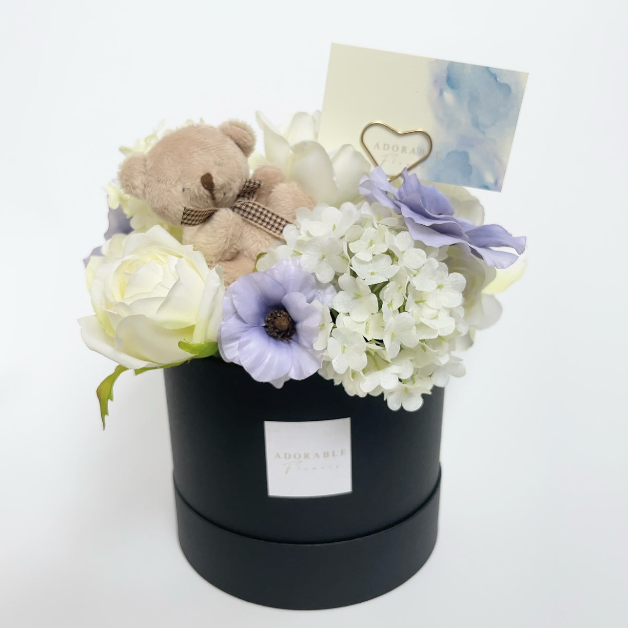 【お手入れ不要】ボックスアレンジメント M(ミニベアピック付き)