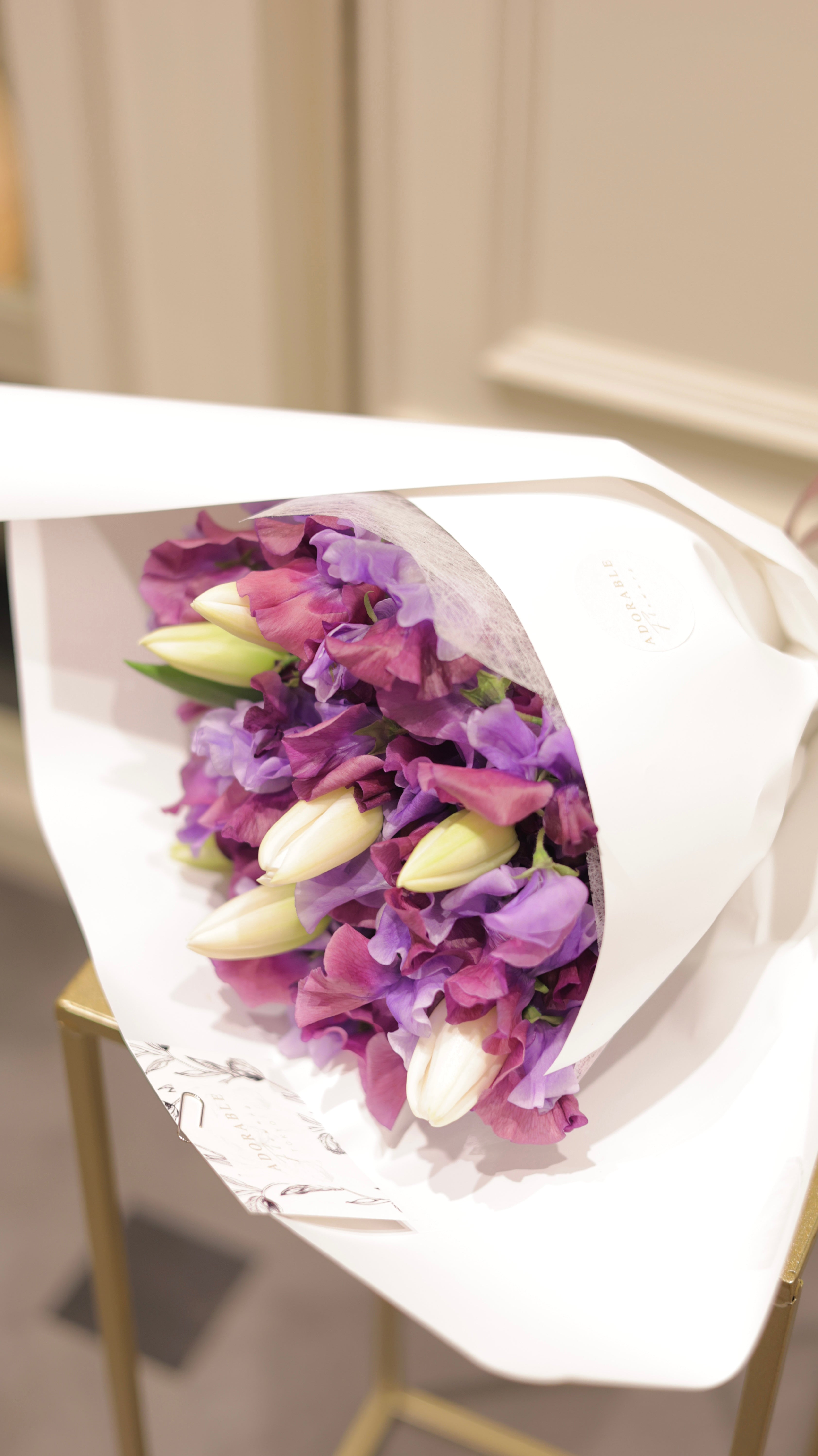 チューリップとスイートピーのブーケ