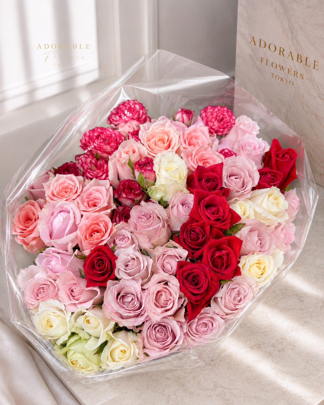 ADORABLE ROSE SELECTION — Blush｜ピンク＆レッドの生花ローズブーケ