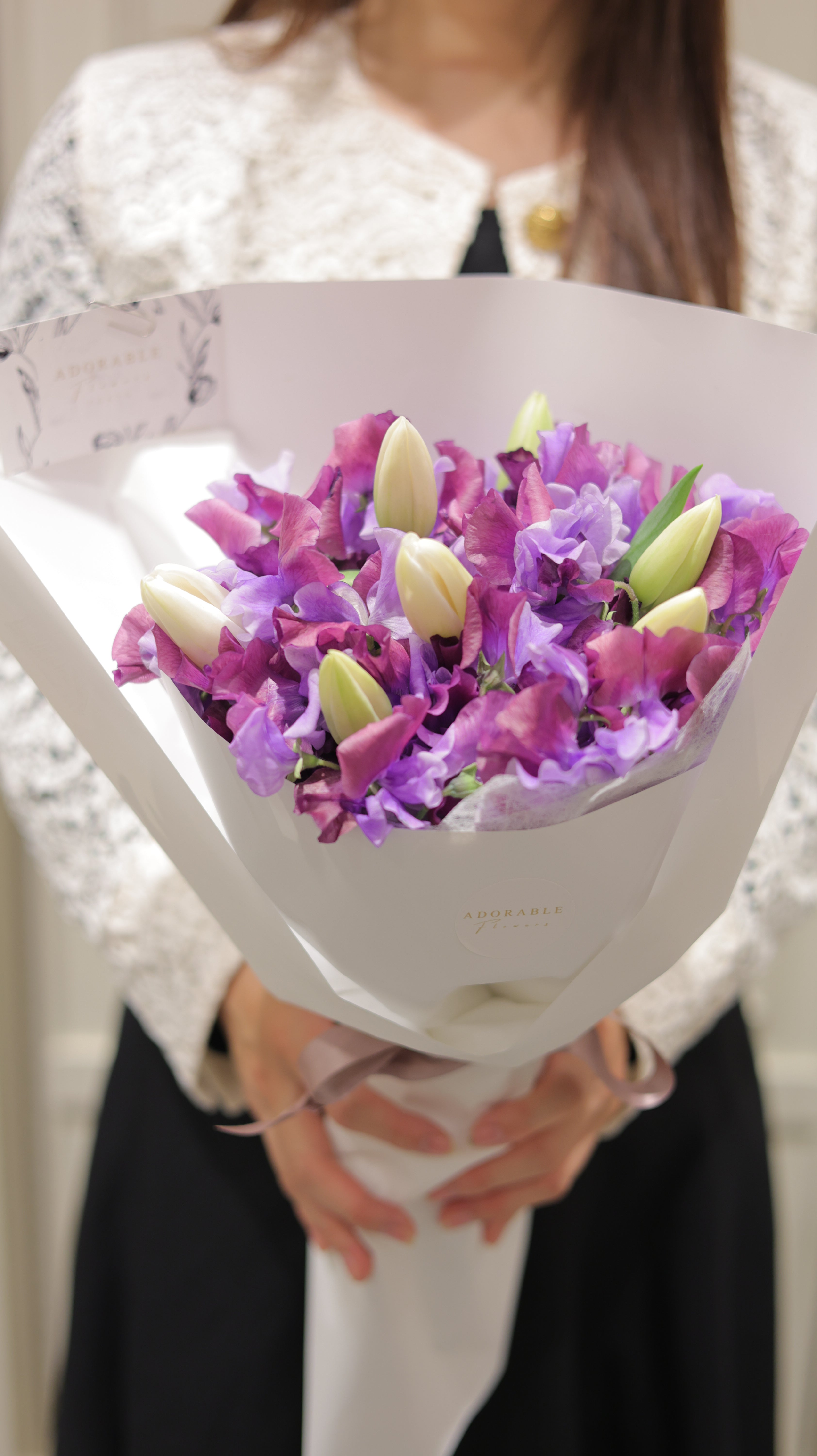 チューリップとスイートピーのブーケ