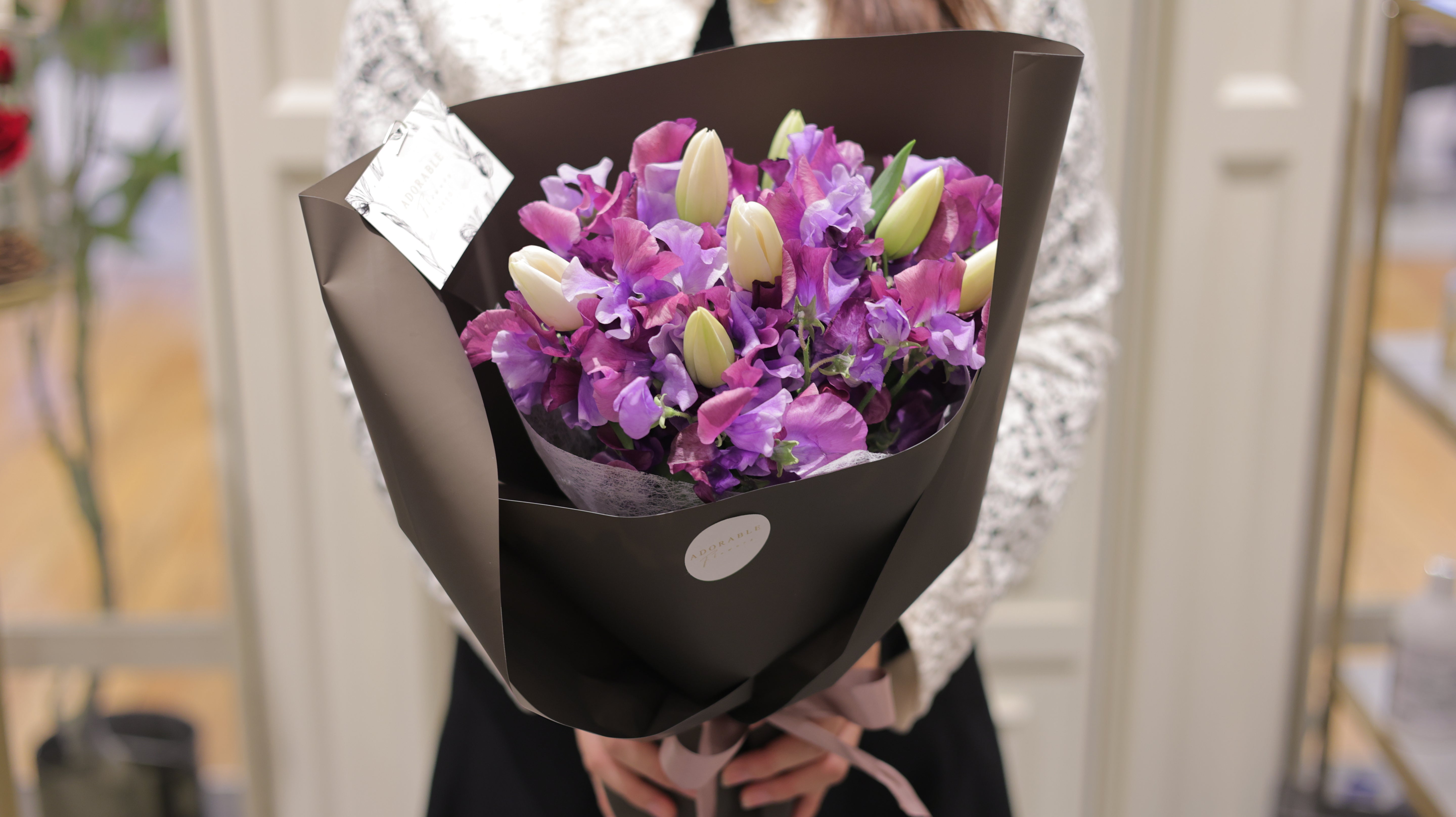 チューリップとスイートピーのブーケ